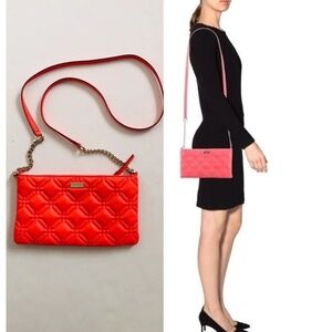 Vintage Kate Spade Astor Court Presley Quilted Crossbody Purse - Coral Pink